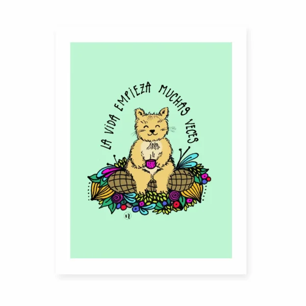 Lámina Ilustración Gato-Vida
